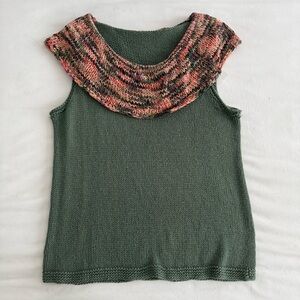 Handmade Knitted Top with Ruffle Cowl Neck
